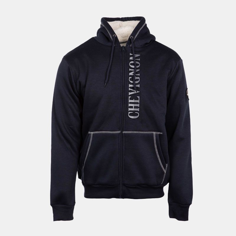 Sweat zippé à capuche fourrée surpiqures colorées Homme CHEVIGNON