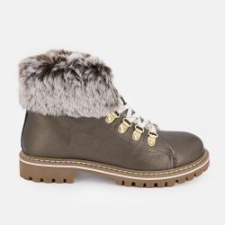 Boots cuir grainé avec fausse fourrure Femme LES TROPEZIENNES PAR M.BELARBI