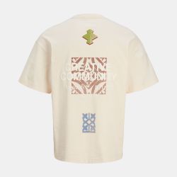 Tee shirt jwhnoho back graphic buttercream 12285928 4400 Homme JACK & JONES