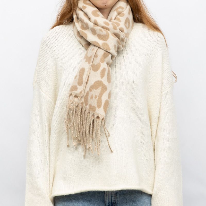 Echarpe leopard beige man-wh-252642 45190cm Femme MANOUKIAN