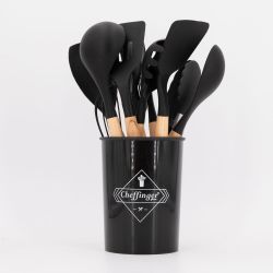 SET DE 12 USTENSILES DE CUISINE NOIR UT-13
