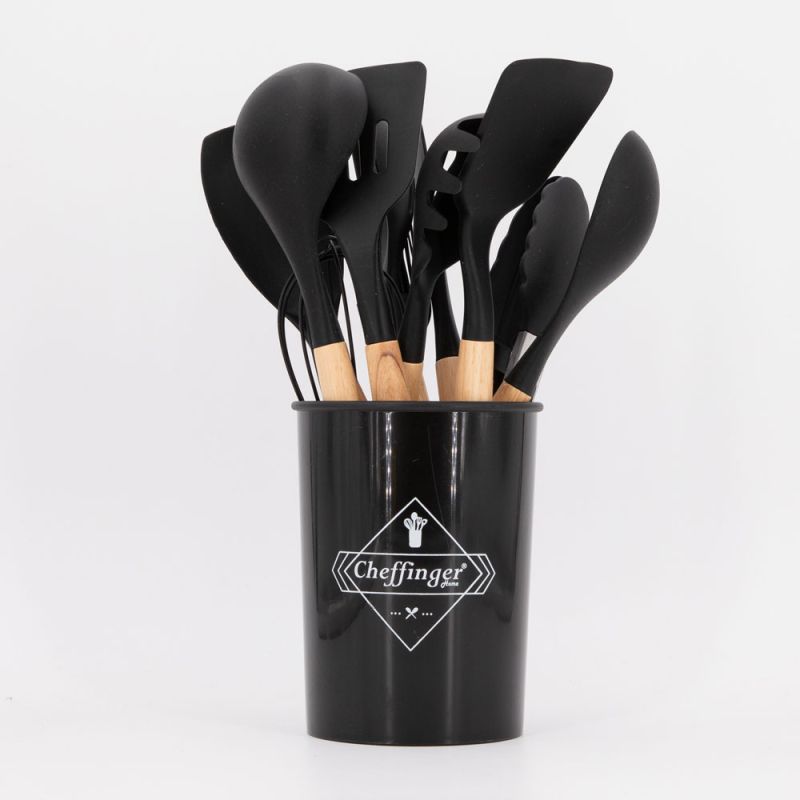 SET DE 12 USTENSILES DE CUISINE NOIR UT-13