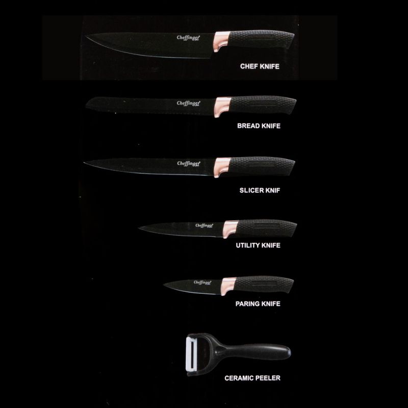 SET DE 7 COUTEAUX OR AVEC SUPPORT KB-01