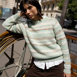 Pull col rond leo doux à rayures Femme ANTIK BATIK
