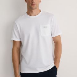 Tee shirt basique avec poche tissu texturé logo brodé Homme GIANFRANCO FERRE