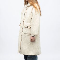 Veste sherpa longue a capuche beige h24chels Femme GOLD AND SILVER