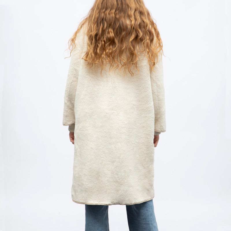 Veste sherpa longue a capuche beige h24chels Femme GOLD AND SILVER