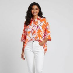 Chemise oversize orange à grandes fleurs Femme IMPERIAL