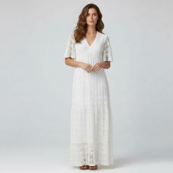 Robe miami dentelle manches courtes col v Femme HOLLY AND JOEY