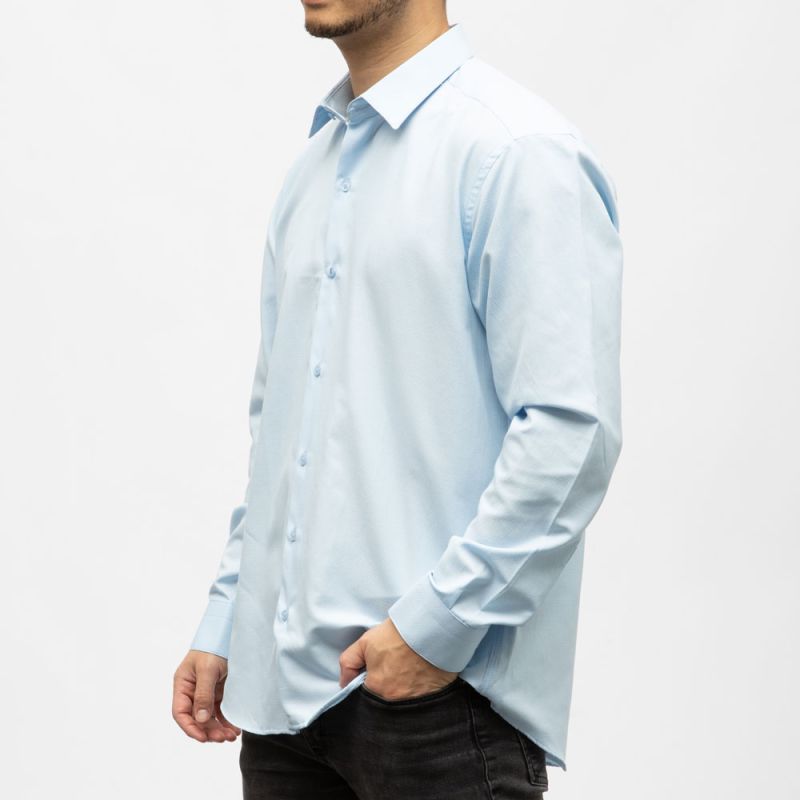 Bill00 chemise coton poly bleu ciel - nid d'abeilles Homme BILL TORNADE