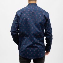 Bill00 chemise coton poly bleu marine triangle rouge Homme BILL TORNADE