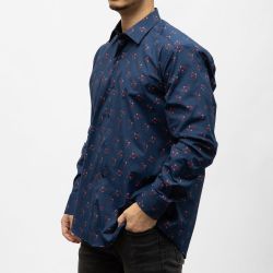 Bill00 chemise coton poly bleu marine triangle rouge Homme BILL TORNADE