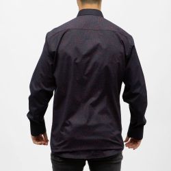 Bill00 chemise coton poly bleu marine motif rouge Homme BILL TORNADE