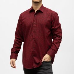 Bill00 chemise coton poly rouge bordeaux - jacquard Homme BILL TORNADE