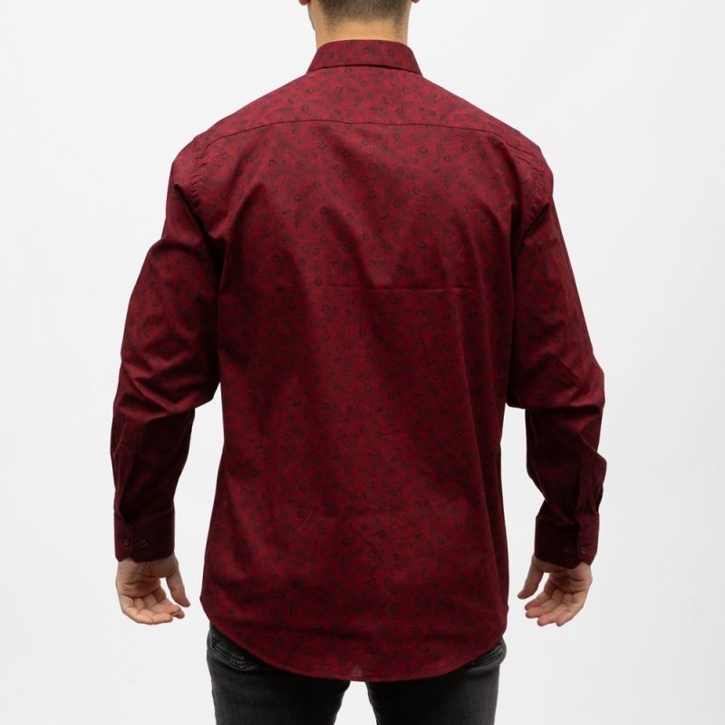 Bill00 chemise coton poly rouge bordeaux - jacquard Homme BILL TORNADE