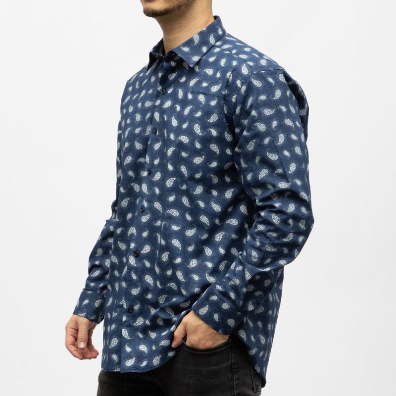 Bill00 chemise coton poly bleu nuit - paisley Homme BILL TORNADE
