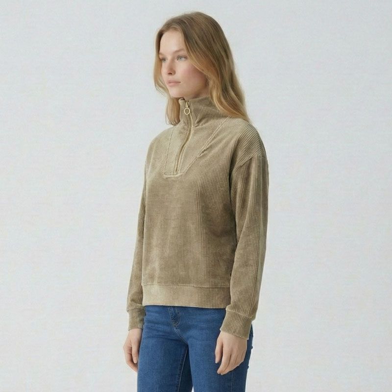 Sweat col camionneur kaki doline Femme LES TROPEZIENNES PAR M.BELARBI