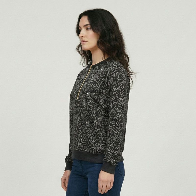 Sweat zip vegetal noir granit Femme LES TROPEZIENNES PAR M.BELARBI