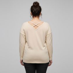 Haut beige manches longues croisé dans le dos Femme ONLY CARMAKOMA