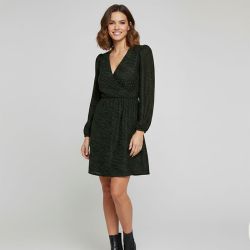 Robe col cache coeur kaki zebré Femme JDY