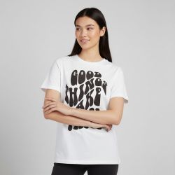 Tee shirt Jada imprimé Good things take time Femme PIECES