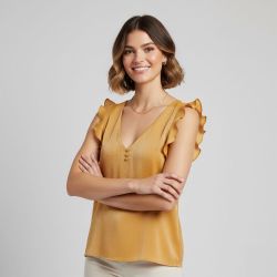 Haut sm jaune 14067188 Femme VILA