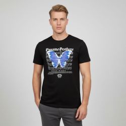 Tee shirt coton imprimé papillon glitch avec textes Homme PANAME BROTHERS