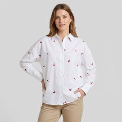 Chemise coton avec broderie cerise oregon Femme ONLY