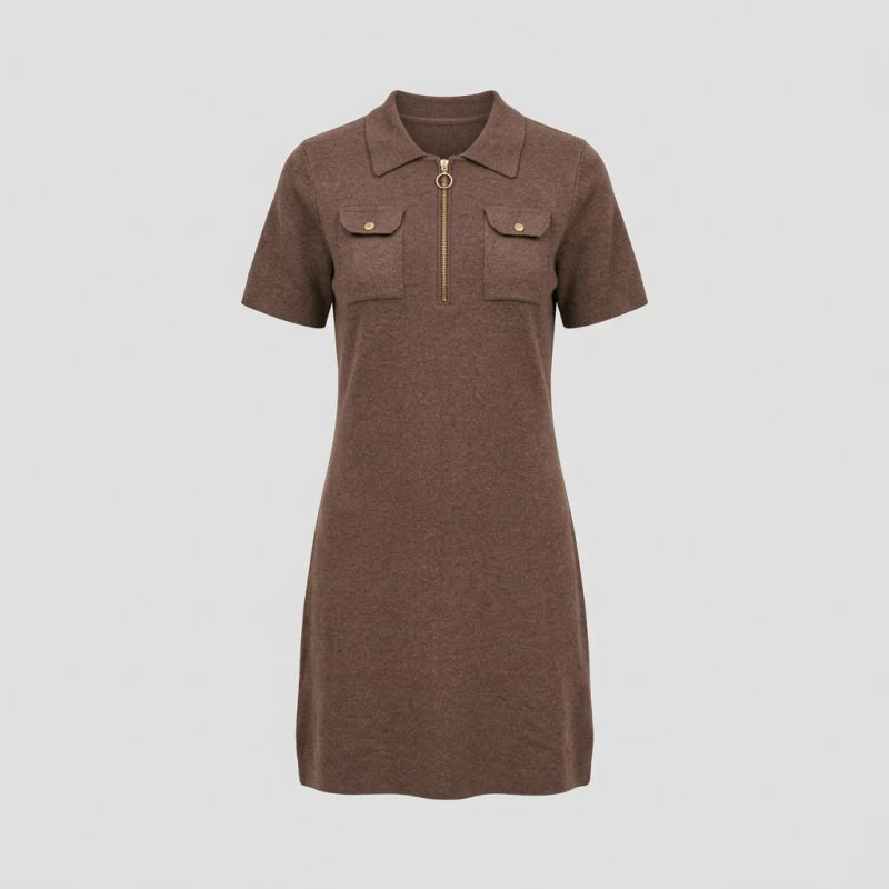 Robe col polo maille fine col zippé doré meandre Femme LES TROPEZIENNES PAR M.BELARBI