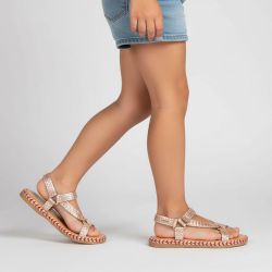 Sandales blister cuir tissé or rose Fille LES TROPEZIENNES PAR M.BELARBI
