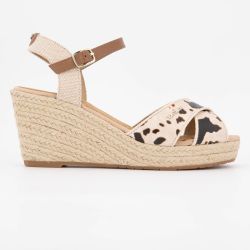 Sandales compensées espadrilles imprimé vache Femme TOM TAILOR