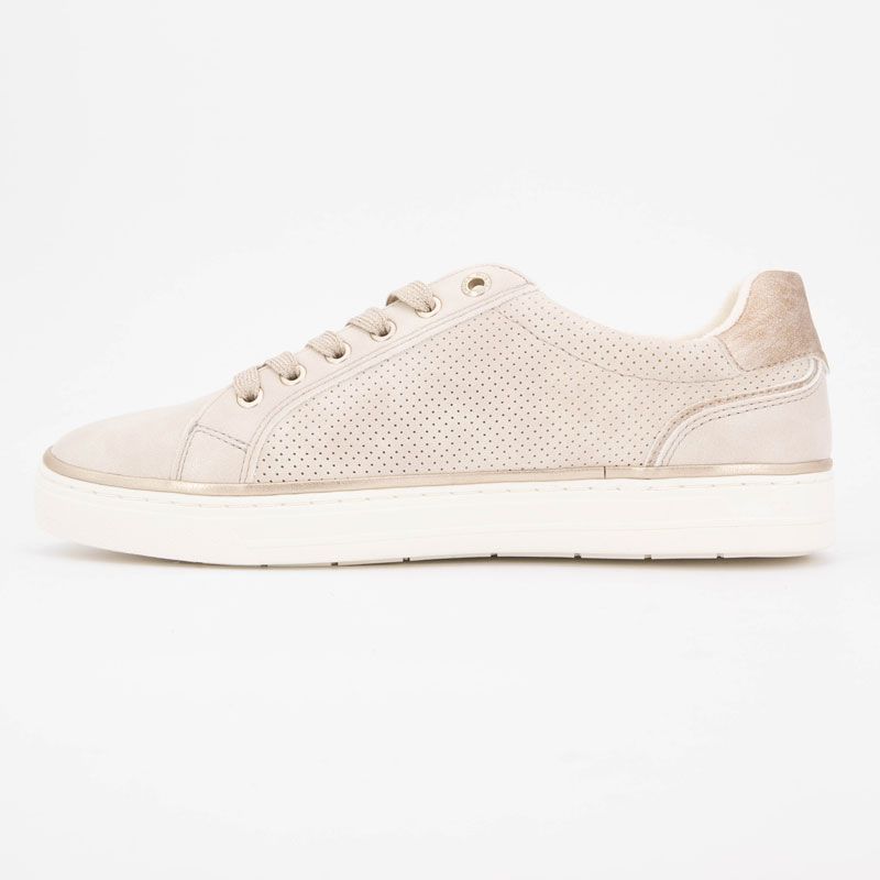 Baskets basses zippées avec lacets effet cuir lisse Femme MUSTANG