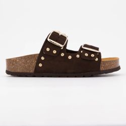 Mules semelle épaisse beige avec clous gold Femme I AM