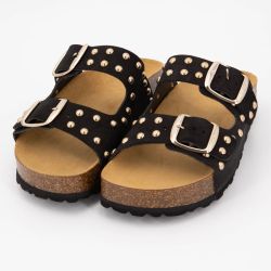 Mules semelle épaisse beige avec clous gold Femme I AM