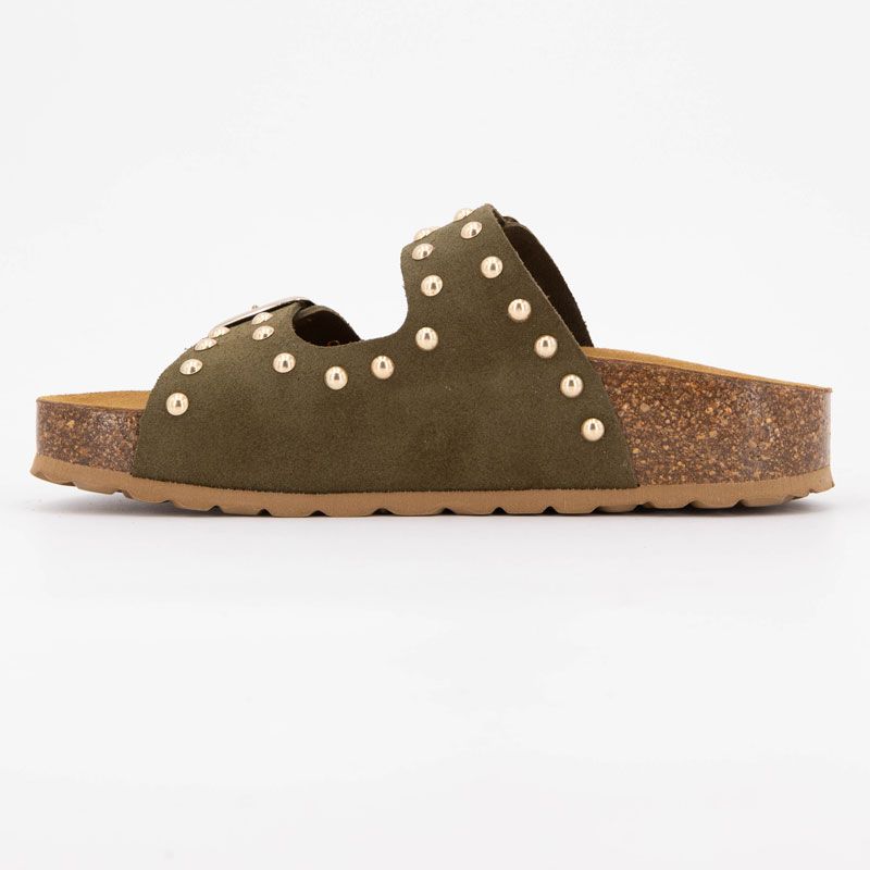 Mules semelle épaisse beige avec clous gold Femme I AM