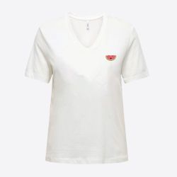 Tee shirt onlhenny cloud dancer watermelon 15349151 4539 Femme ONLY