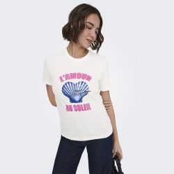 Tee shirt cloud dancer lamour onlhenny 15327666 4539 Femme ONLY