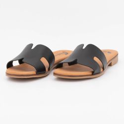 Mules basses cuir tan avellana Femme BIOSTOCK