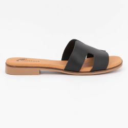 Mules basses cuir tan avellana Femme BIOSTOCK