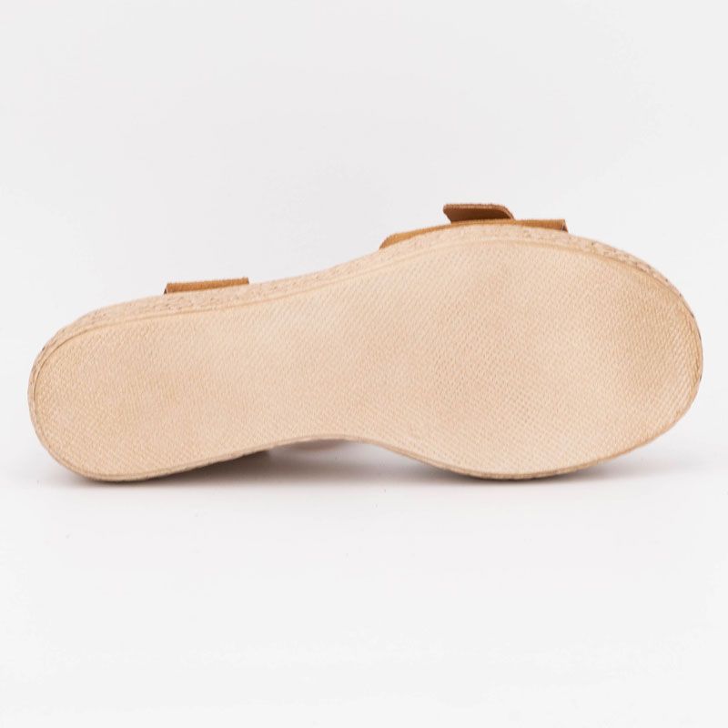 Sandales noires compensées en cuir double boucle bois Femme BIOSTOCK