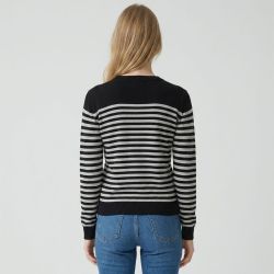 Pull fin marinière col rond coton à boutons Homme BILL TORNADE