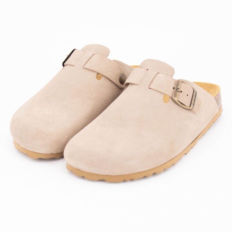 Sabots en cuir lisse daim à boucle Femme I AM