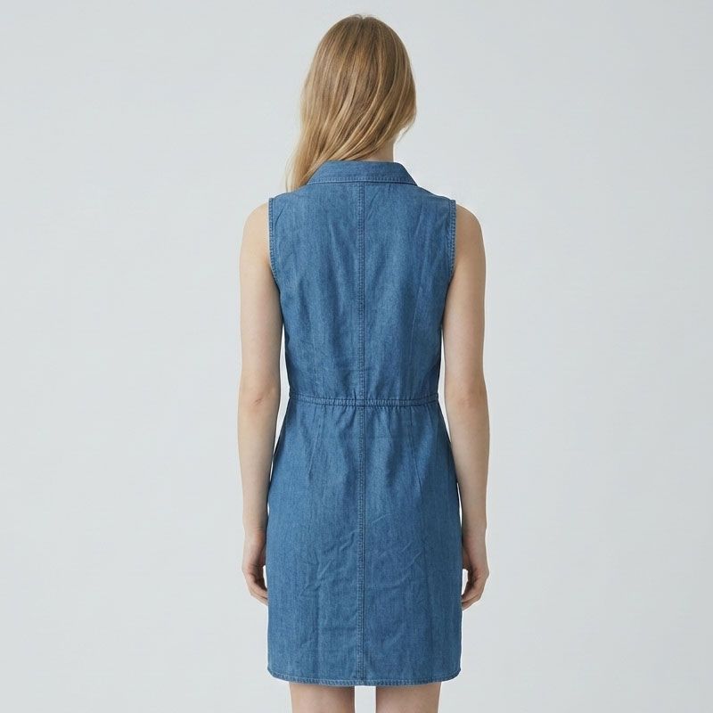Robe col V sally manches 7/8 denim Femme JDY
