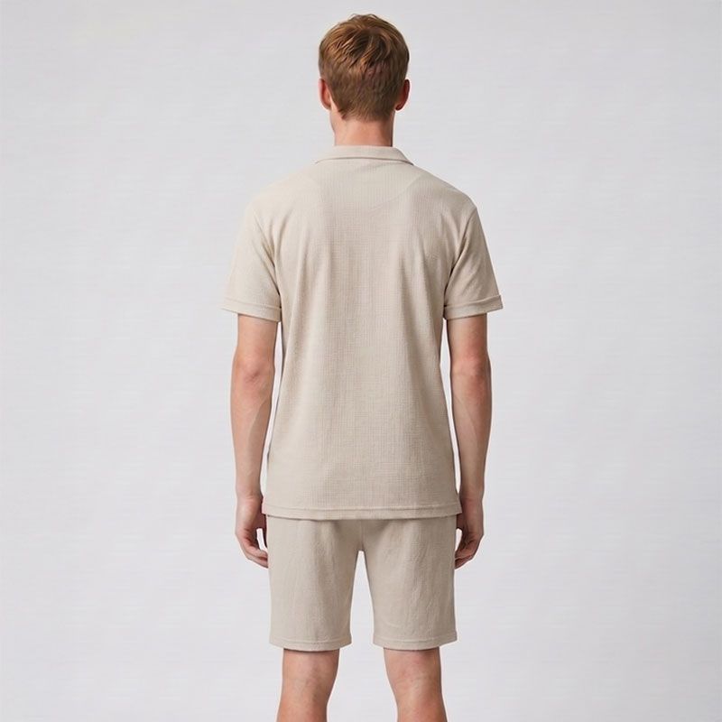 Ensemble chemisette short gaufré cordon dove Homme PANAME BROTHERS