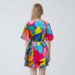 Robe courte multico abstrait idesia 12420252b Femme LES TROPEZIENNES PAR M.BELARBI