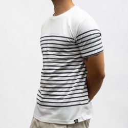 Tee shirt mc coton navy and white tell-ds Homme PANAME BROTHERS