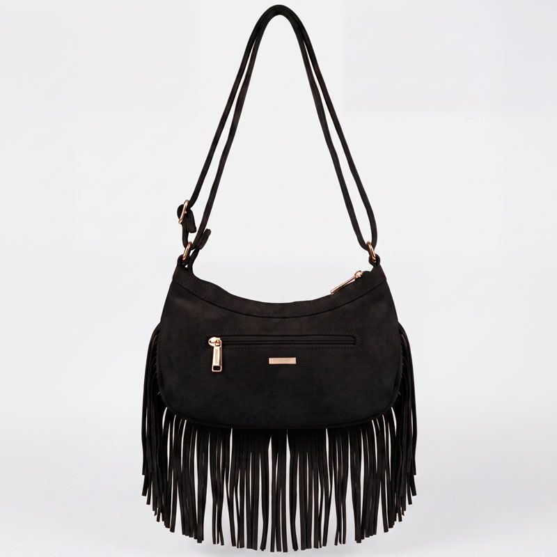Sac porte epaule a frange noir tos-p26074 Femme TORRENTE