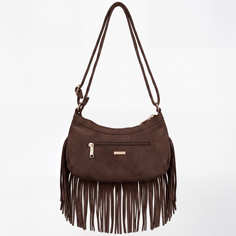 Sac porte epaule a frange noir tos-p26074 Femme TORRENTE