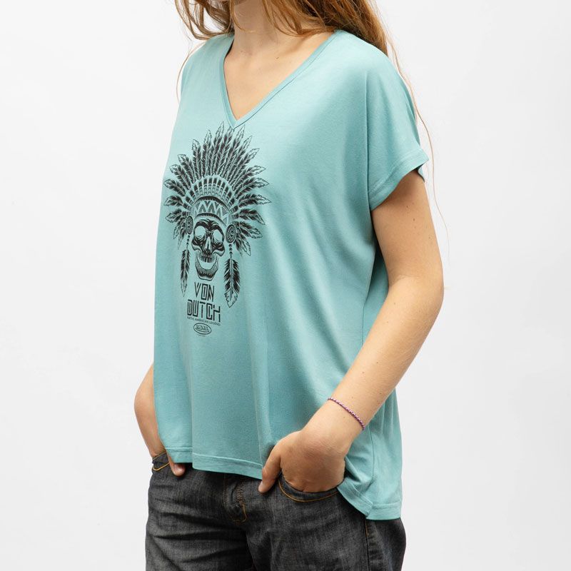 Tee shirt col rond mc vd/2/tvc/feath/lb Femme VON DUTCH