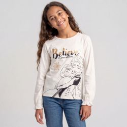 Tee shirt ml frozen blanc hy10424 Enfant DISNEY